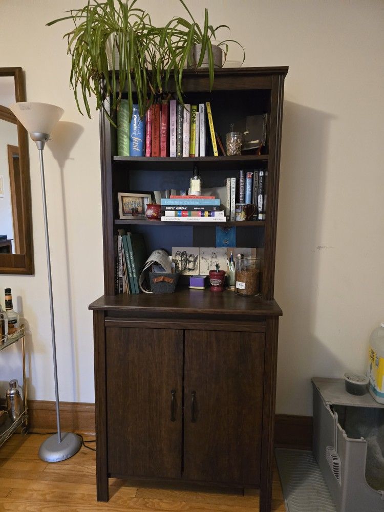 Ikea Hutch Dark Brown Shelves Cabinet Storage