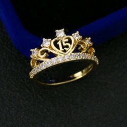 Quinceañera Sweet 15 crown ring
Queen Crown Heart Shape Zirconia Stone Ring size 8