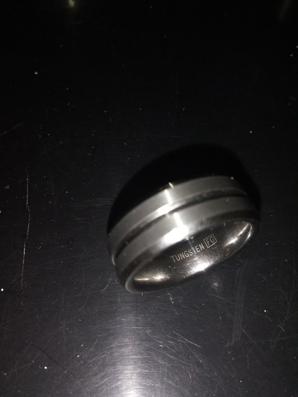 Unisex or Men's Tungsten Wedding Band. Silver Tone Matte Finish Tungsten Carbide Ring. Beveled Edge