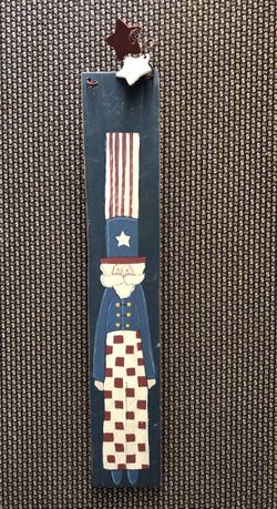 Uncle Sam Wood Wall Hanging. 22 inches tall by 4 inches wide.