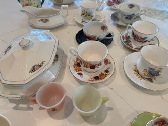 Vintage China Lot - Teacups, Saucers and Serving Pieces