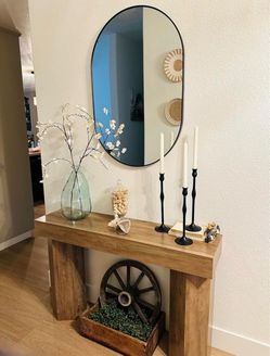 Console table mid century modern brown