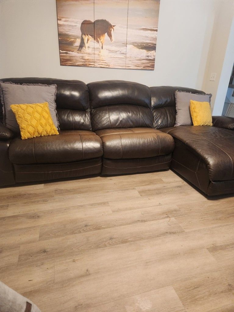 Brown Leather Power Couch