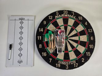 Narwhal Kingston Dartboard Set with Darts and Scoreboard