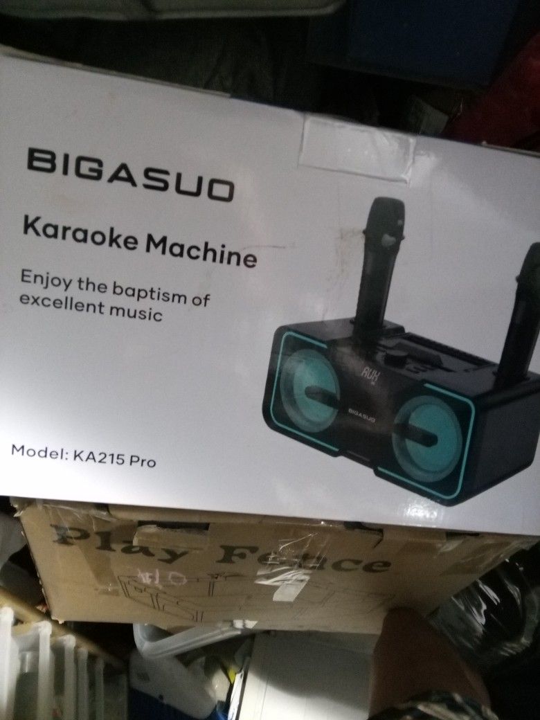BIGASUO Karaoke Machine for Adults Kids with 2 UHF Wireless Microphones, Portable Bluetooth Singing PA Speaker System with LED Lights for Home Party,