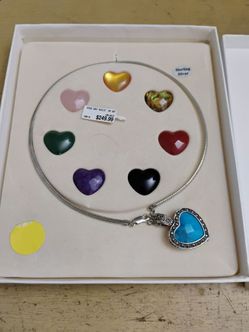 New sterling silver heart stone necklace
