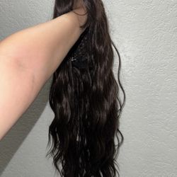 Long Brown Beach Wave Synthetic Wig