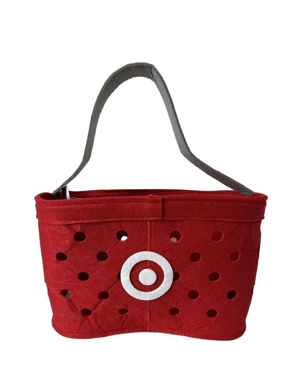 Target Halloween Trick Treat Tote Basket Pail Red Felt Bag Hyde & Eek Bullseye