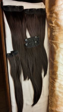 22 inch synthetic Dark Brown Clip-In Hair Extensions Set
