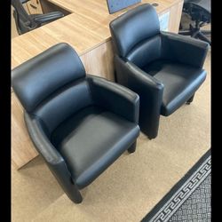 NEW OPEN BOX LEATHER GUEST CHAIRS (BLACK)