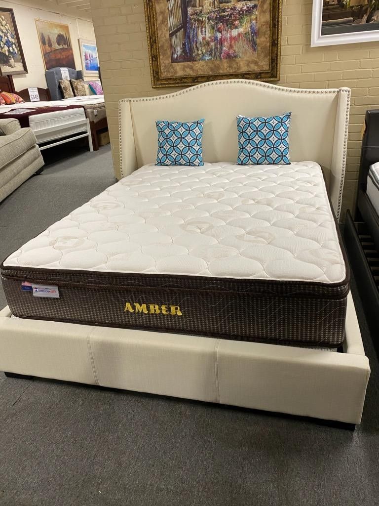 Brand new light biege queen bedframe + pillowtop queen mattress + box spring,All Products : American Fashion Style Bags On Sale