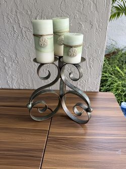 Heavy Triple Metal Candle Stand Table Centerpiece
