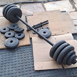 CHEAP! Standard Weights 1" Hole Dumbbells Barbell Teen/Young Adult Starter Set!!