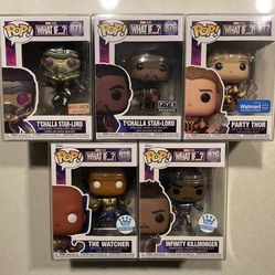 Marvel What If…? Funko Pop Set *MINT* Walmart FYE BoxLunch Exclusive 871 with protector Party Thor Black Panther T’Challa Star-Lord Masked 877