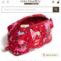 New Vera Bradley Camera Bag Crossbody Holiday Hounds Cotton 