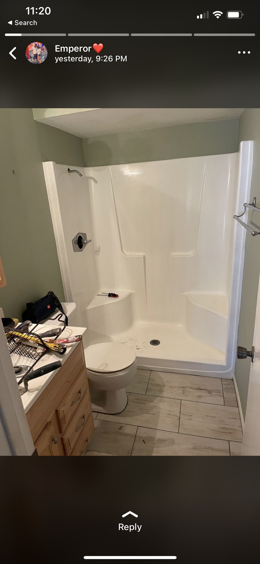 5ft Wide 6ft Tall Stand Up/Sit Doen Shower 