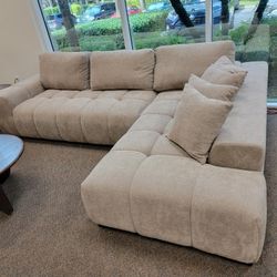 Sofa Cream 🛋 Camel Color Linen Sectional Couch New