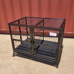 37” Dog Cage Crate For Medium To Small Pets! Foldable, And Stackable! Removable Divider,  Easy To Clean! Heavy Duty ! New 📦 