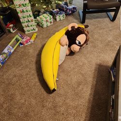 Enormous Banana And Monkey Plush Stuffed Animal