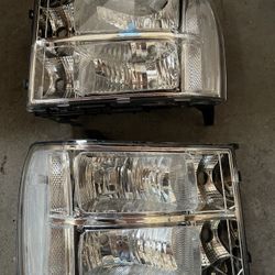 2007 - 2013 GMC Sierra 1500 Chrome Clear Headlights 2pc Farros Luces De Enfrente Micas Claras