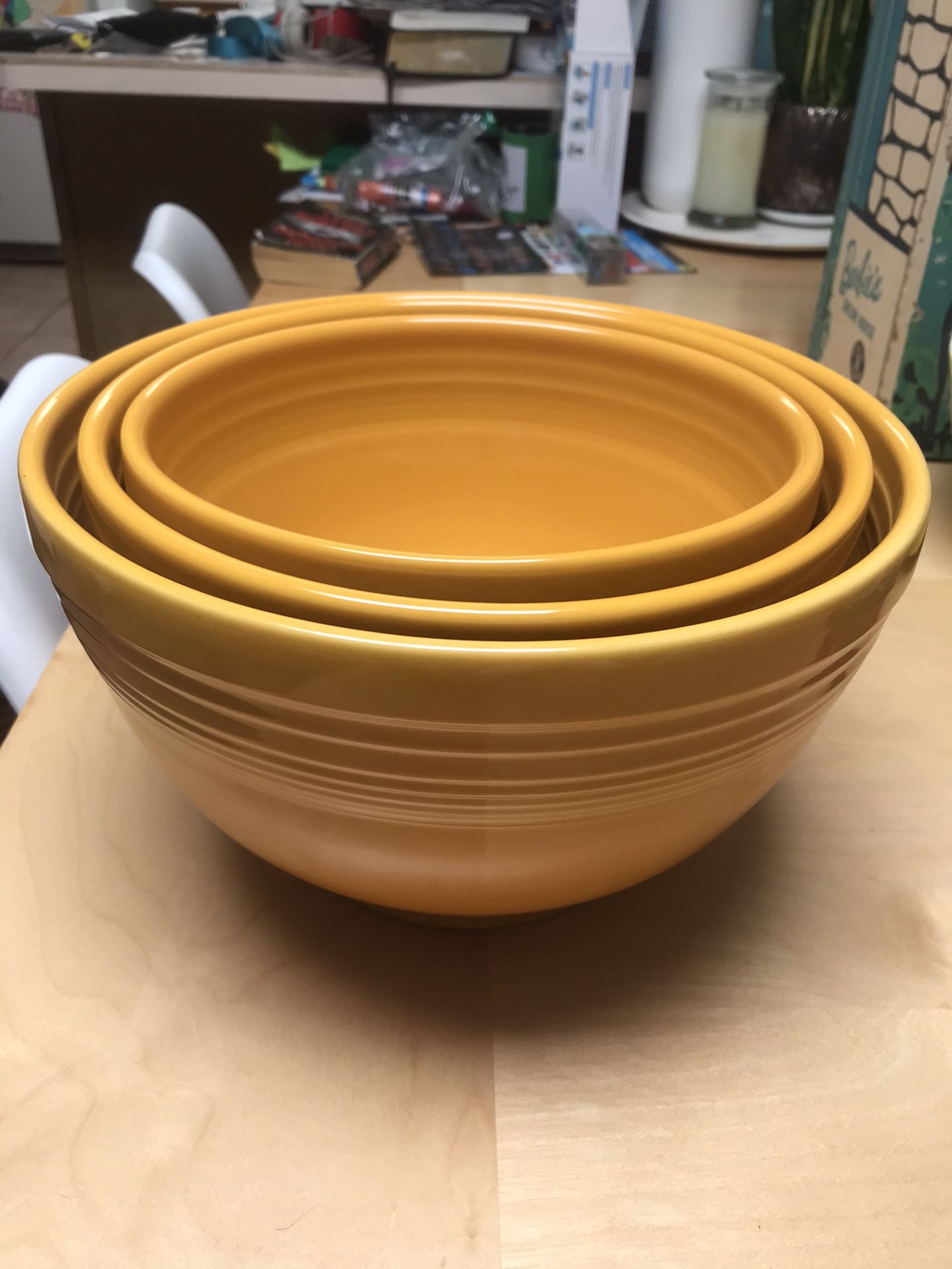 Rare Fiesta Ware 75th Anniversary Marigold Baking Bowl Set for Sale in