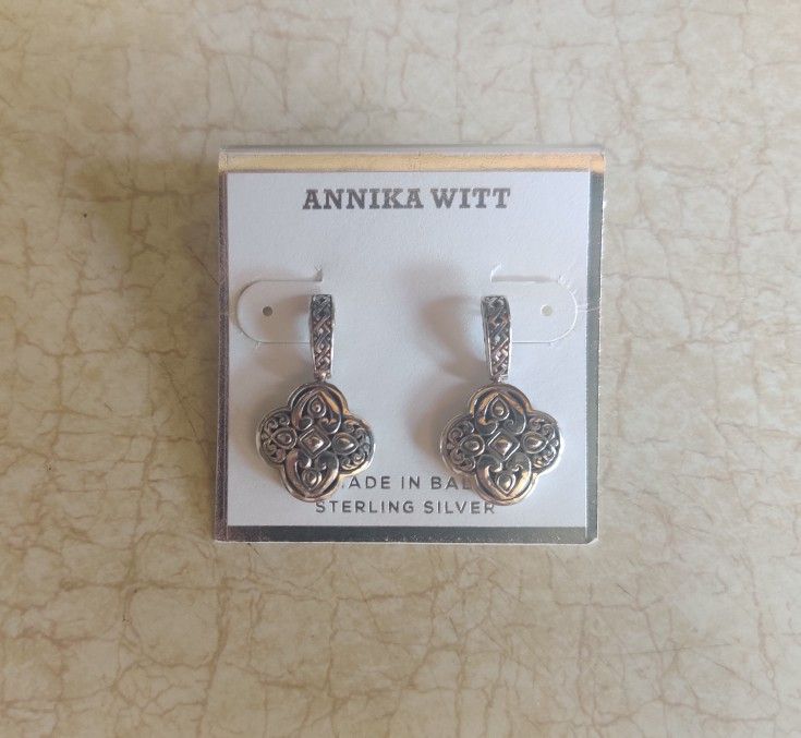 NEW Beautiful Clover Filigree Solid Sterling Silver Earrings