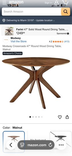Walnut 47” Dining table Modway and 4 chairs