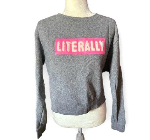 Mossimo Women's Grey Jumper Long Sleeve Cropped Sweater Top Sweatshirt Women's Size L Large