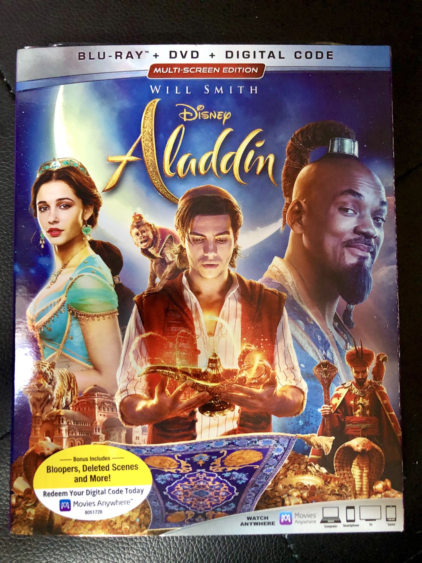 Disney Movie "ALADDIN" Bluray + Dvd + Digital Code
