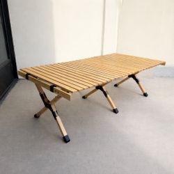 New In Box Wooden Outdoor Portable Foldable Camping  Camp Site Table With Carrying Bag Great For Park Beach Or Picnic 