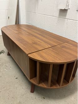 Modern Lift Top Coffee Table with Hidden Storage - Walnut Finish