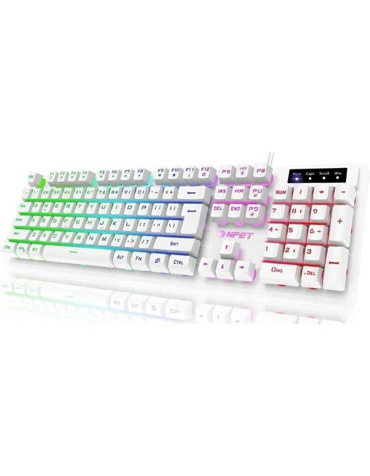 NPET K10 Gaming Keyboard USB Wired Floating Keyboard, Quiet Ergonomic