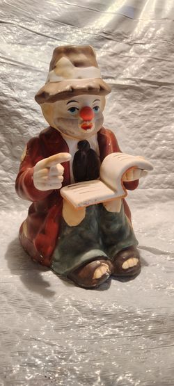 1988 Interpur Hobo Clown vintage hand painted ceramic figurine