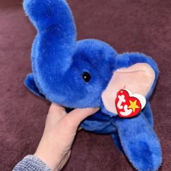 "Peanut" Royal Blue Elephant TY Rare Beanie Buddy 1998 Collectors Item 