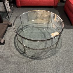 Coffee Table: Crate & Barrel Glass & Chrome Coffee Table SKU 3QXBBR