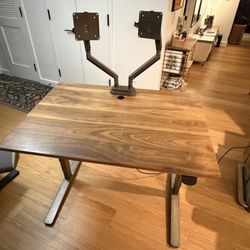 Premium Uplift Standing Desk - Solid Walnut Top + Dual Monitor Arms