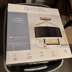 Quiozel Covington 2 light semi flush mount gold and black