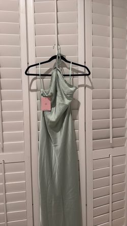 SATIN HALTER MAXI DRESS SAGE