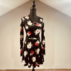 Small Black Floral Long Sleeve Dress