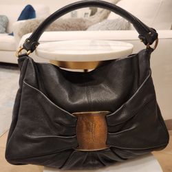 Brand New Black Leather Ferragamo Shoulder Purse With Dust Bag