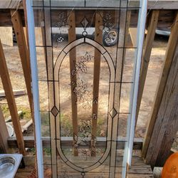Decorative and elegant clear glass door/wall panel with florals, vines and hummingbirds 29" H x 21" W