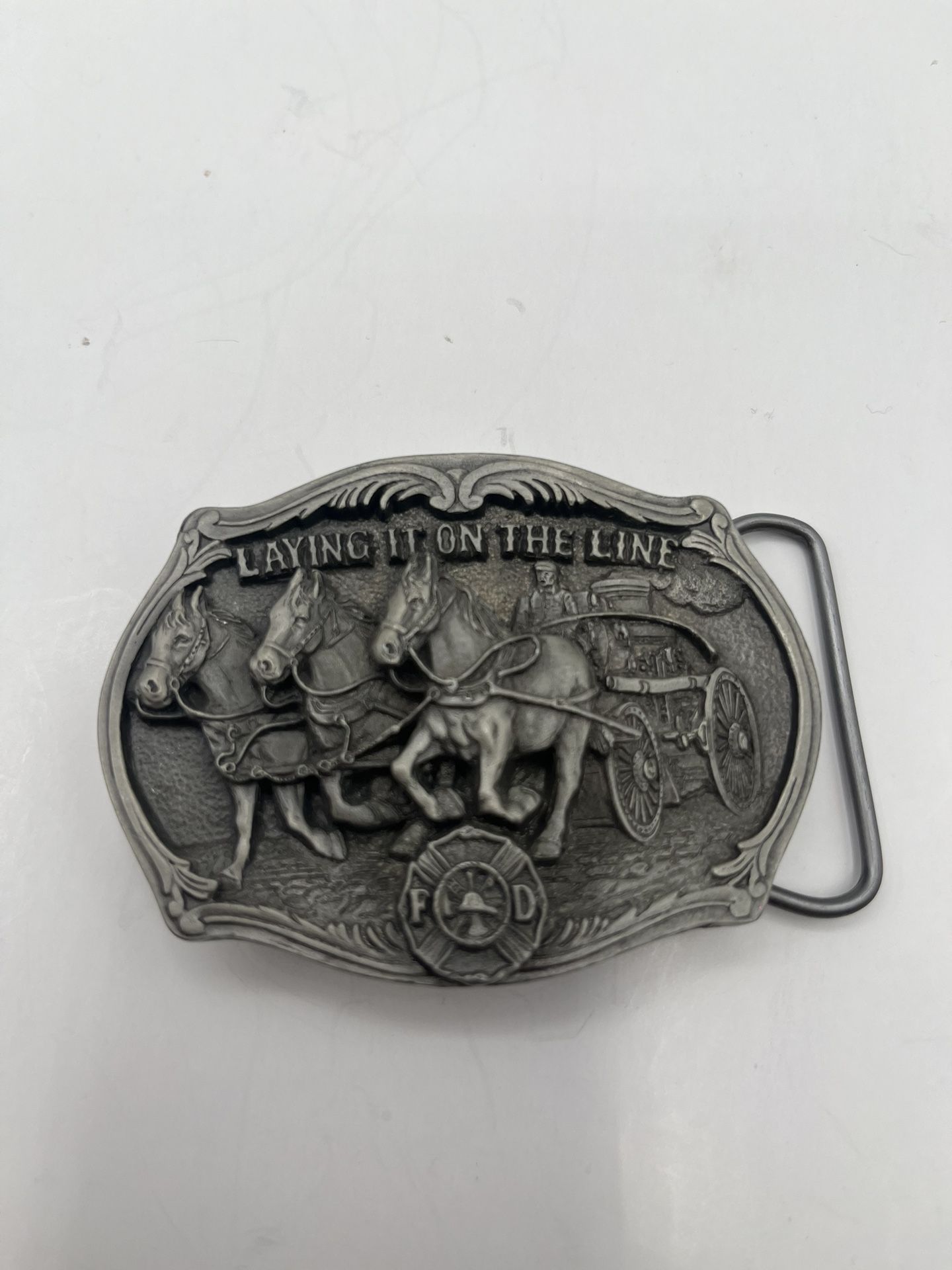 Laying It On The Line Solid Pewter Belt Buckle