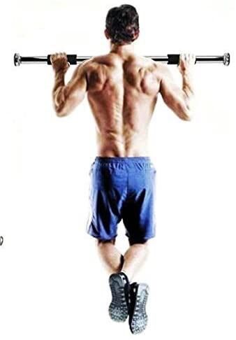 Inditradition Chrome Steel Pull Up Adjustable Gym Bar With Cushioned Grip (80 - 110 CM)