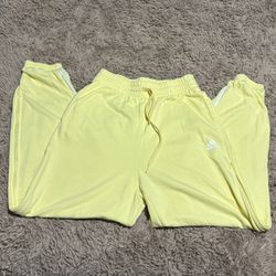 Adidas Women Yellow Open Leg Joggers 