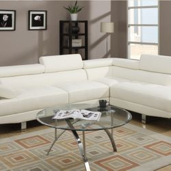 Brand New White Leather Modern Style Sectional Sofa