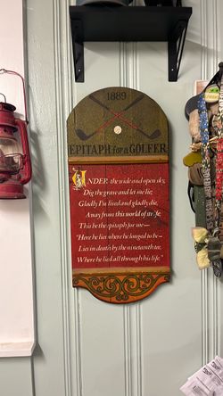 Vintage solid wood Epitaph for a Golfer wall hanging plaque decoration Sign