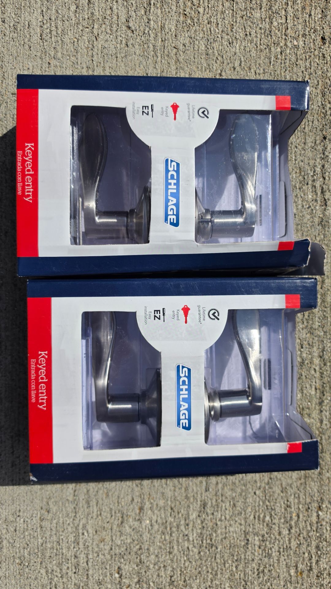 Schlage Accent Keyed Entry Lever Set - Satin Nickel (2-Pack)