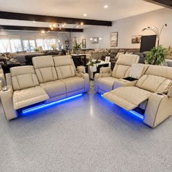 Power Reclining Sofa and Loveseat Set