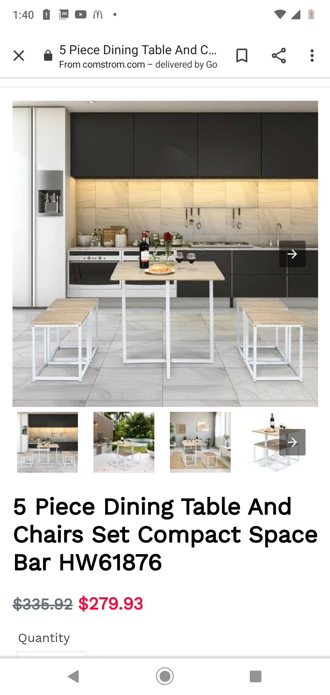 New 5 Piece Kitchen Dining Table Set