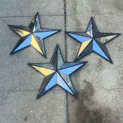Lot Of 3 Mirrored Star Wall Hanging 